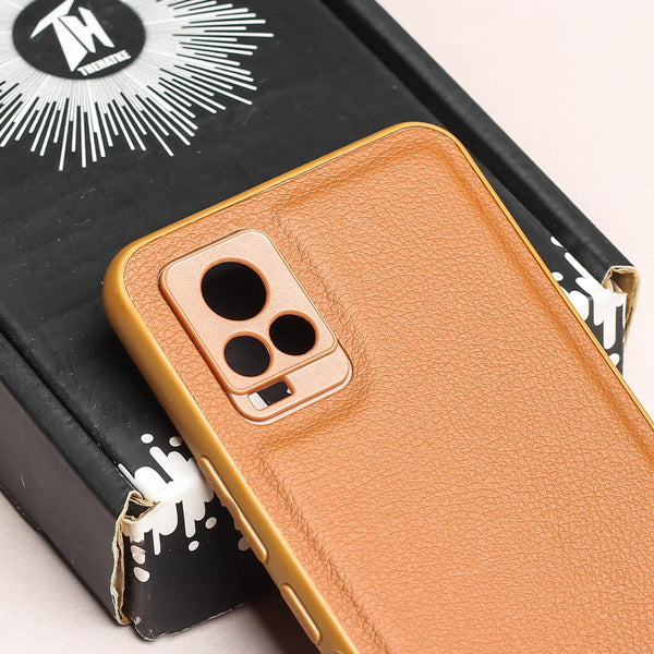 Raised Edges Brown Leather Case for Vivo V20