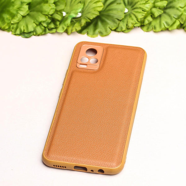 Raised Edges Brown Leather Case for Vivo V20