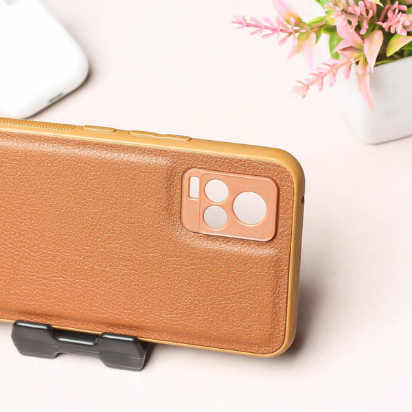 Raised Edges Brown Leather Case for Vivo V20
