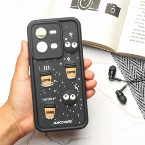 Black COFFEE (ALWAYS HAPPY) Silicone case for Vivo V25