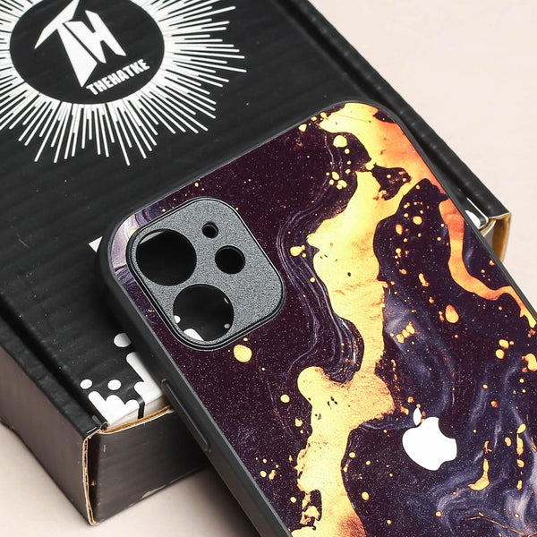Black Gold Blaze metal back case for Apple Iphone 12