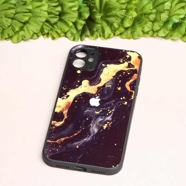 Black Gold Blaze metal back case for Apple Iphone 12
