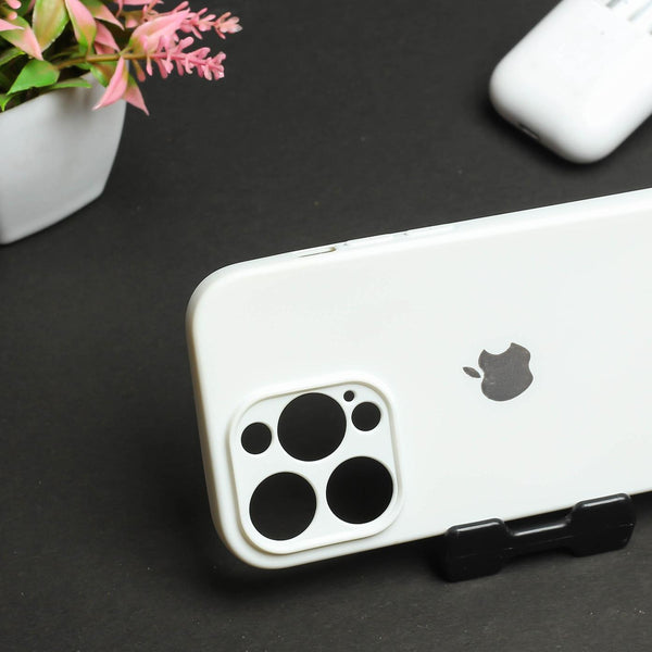 White Original Camera Safe Silicone case for Apple iphone 14 Pro