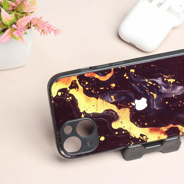 Black Gold Blaze metal back case for Apple Iphone 15