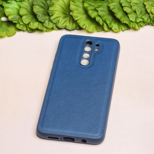 Raised Edges Dark Blue Leather Case for Redmi Note 8 Pro