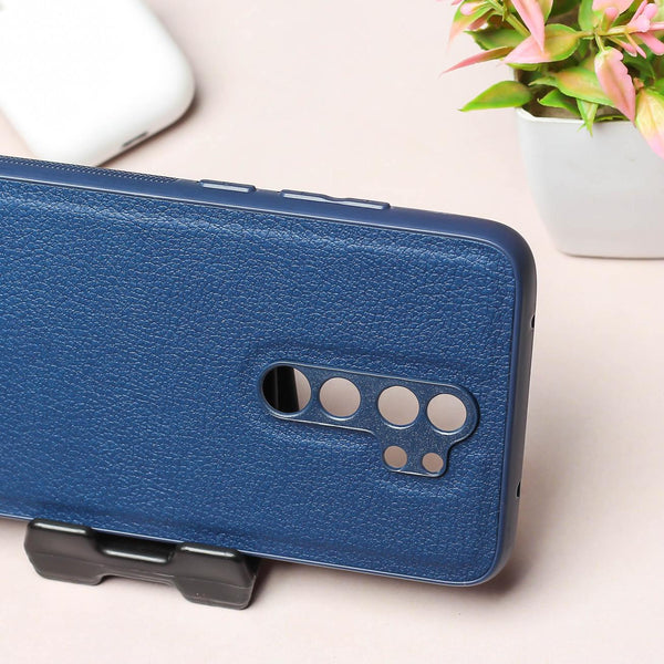 Raised Edges Dark Blue Leather Case for Redmi Note 8 Pro