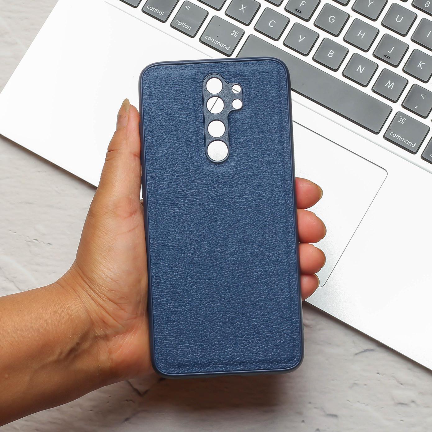 Raised Edges Dark Blue Leather Case for Redmi Note 8 Pro