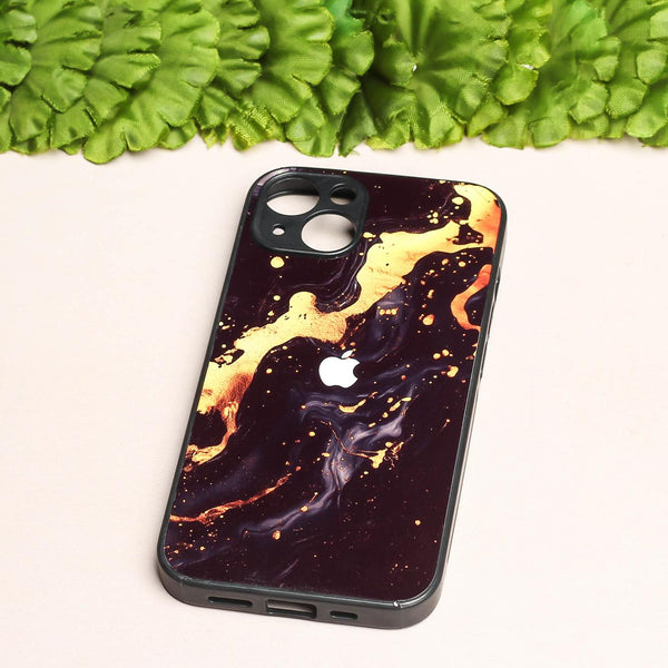 Black Gold Blaze metal back case for Apple Iphone 13