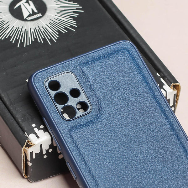 Raised Edges Dark Blue Leather Case for Samsung A51