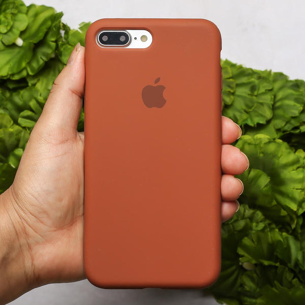 Brown Original Silicone case for Apple iphone 8 Plus