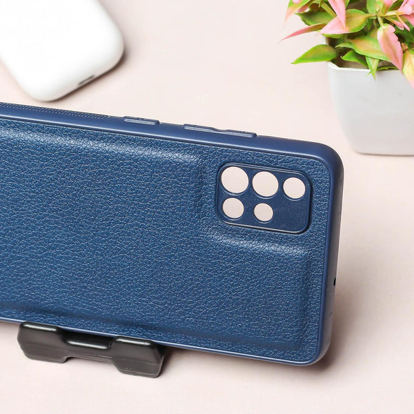 Raised Edges Dark Blue Leather Case for Samsung A51