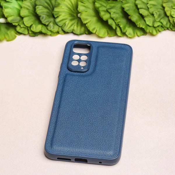 Raised Edges Dark Blue Leather Case for Redmi Note 11