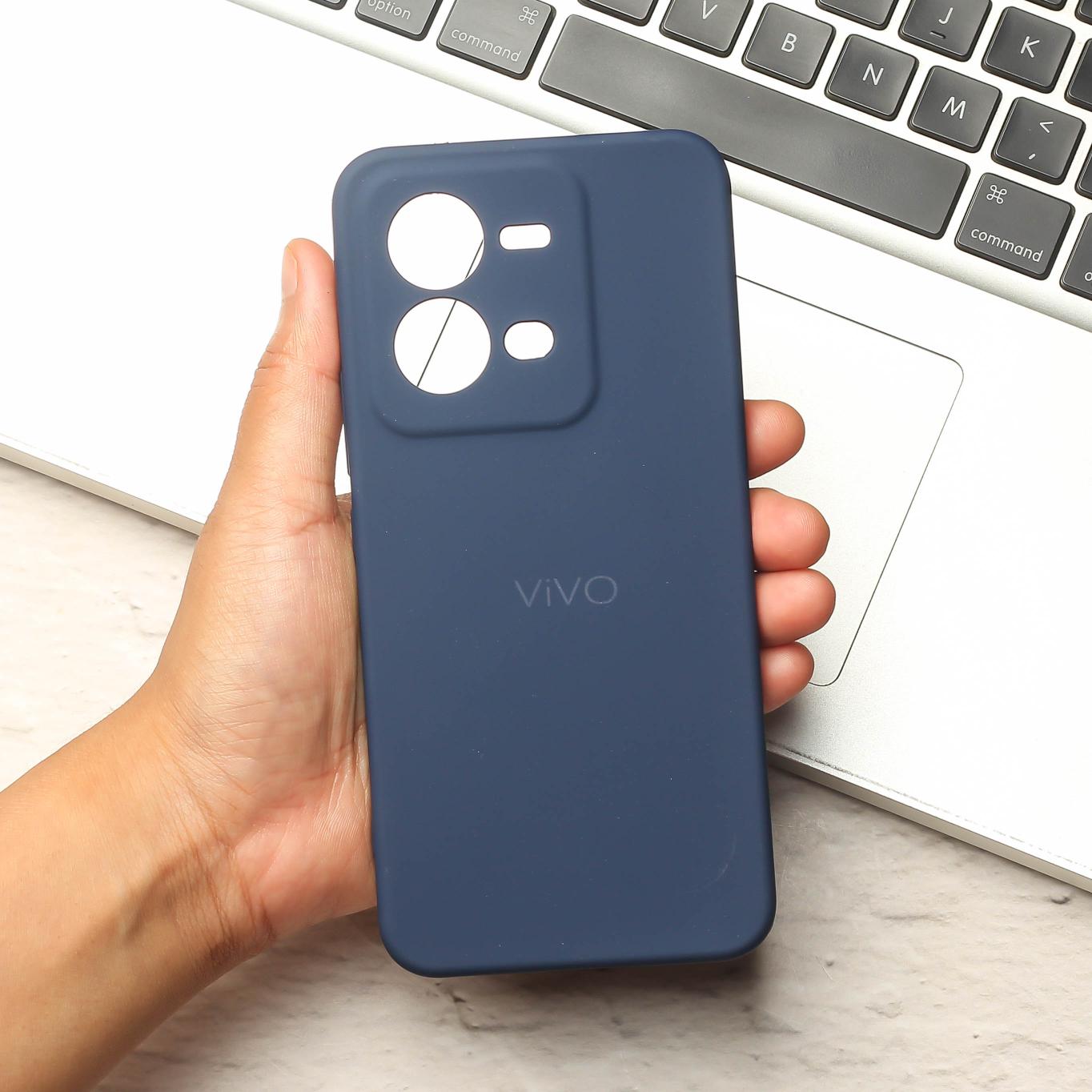 Dark Blue Camera Original Silicone case for Vivo V25