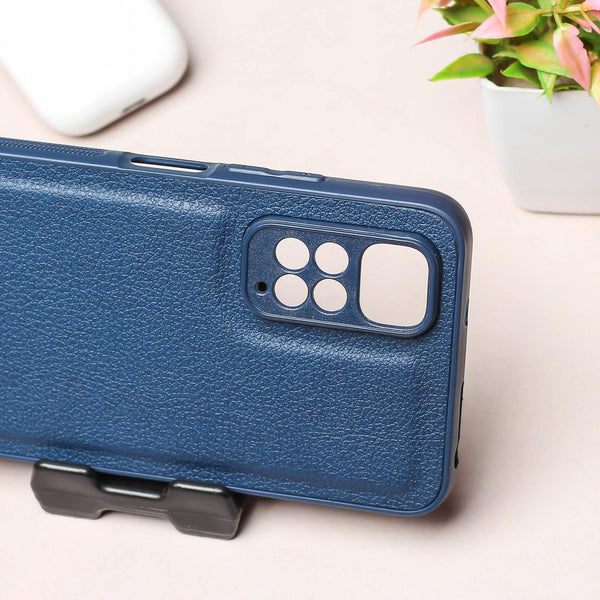 Raised Edges Dark Blue Leather Case for Redmi Note 11