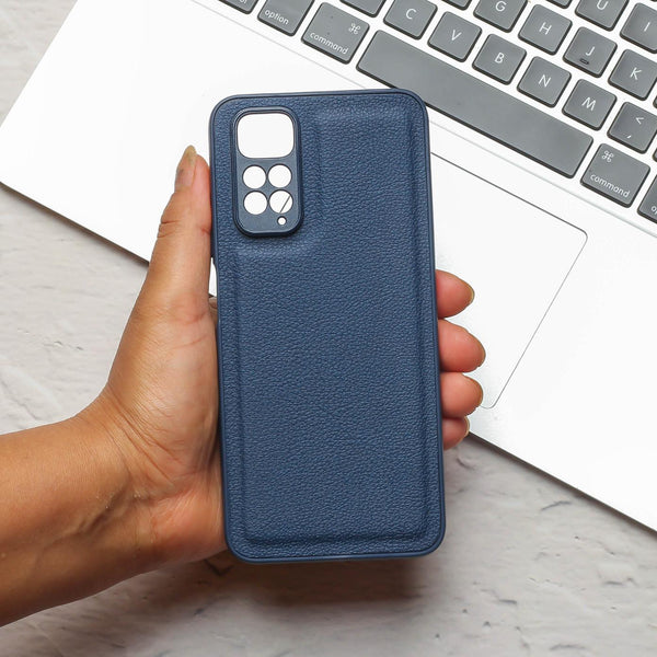 Raised Edges Dark Blue Leather Case for Redmi Note 11