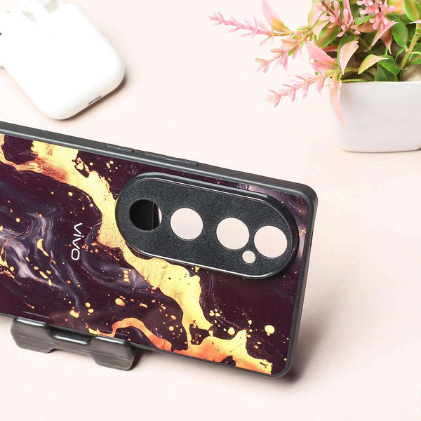 Black Gold Blaze metal back case for Vivo V40 Pro