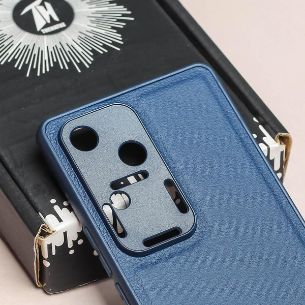 Raised Edges Dark Blue Leather Case for Vivo V30