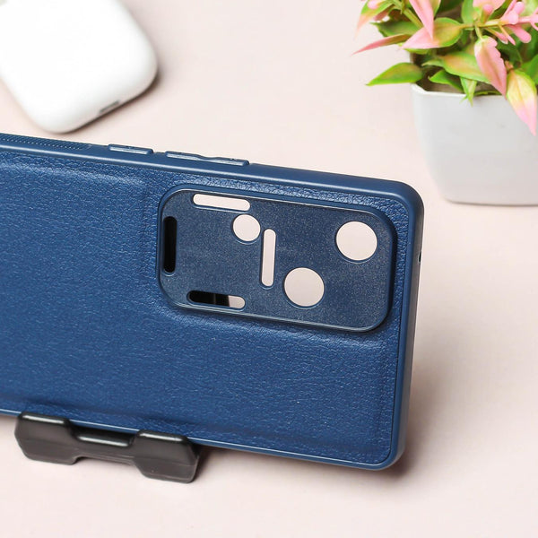 Raised Edges Dark Blue Leather Case for Vivo V30