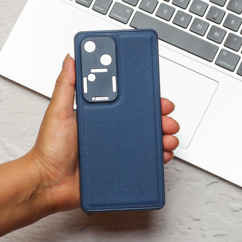 Raised Edges Dark Blue Leather Case for Vivo V30