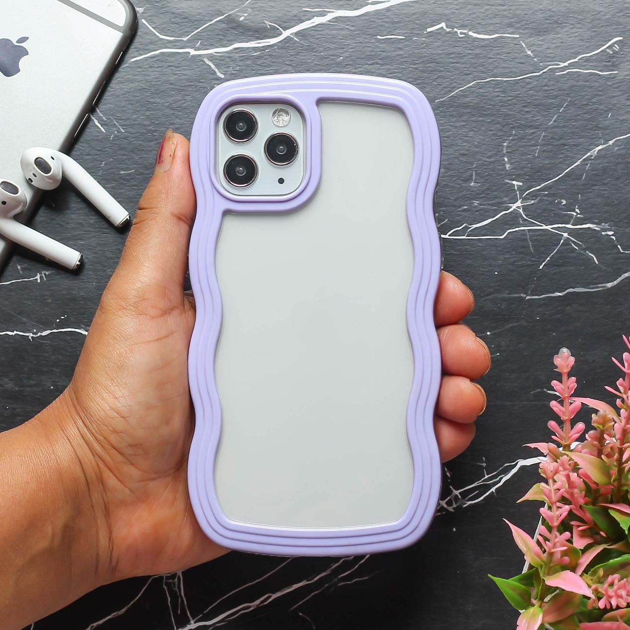 Purple Zig Zag Frame  Silicon Case for Apple Iphone 12 Pro Max