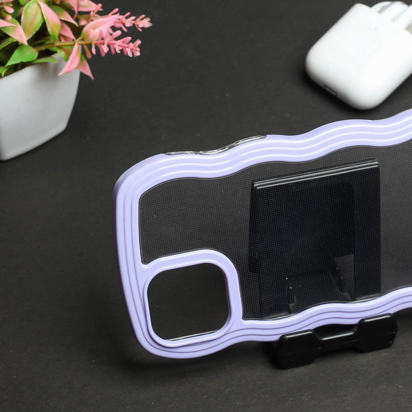 Purple Zig Zag Frame  Silicon Case for Apple Iphone 15 Pro Max