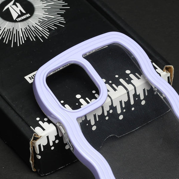 Purple Zig Zag Frame  Silicon Case for Apple Iphone 15 Pro Max