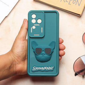 Green SHOUNENN BULLDOG Silicone case for Vivo V30 Pro