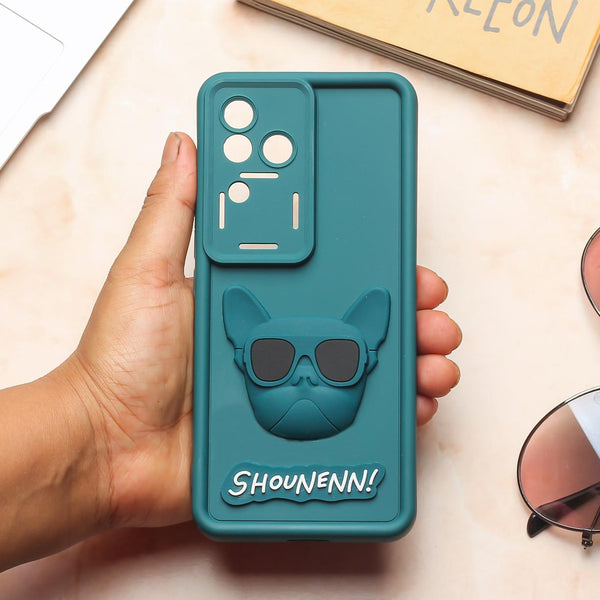 Green SHOUNENN BULLDOG Silicone case for Vivo V30 Pro