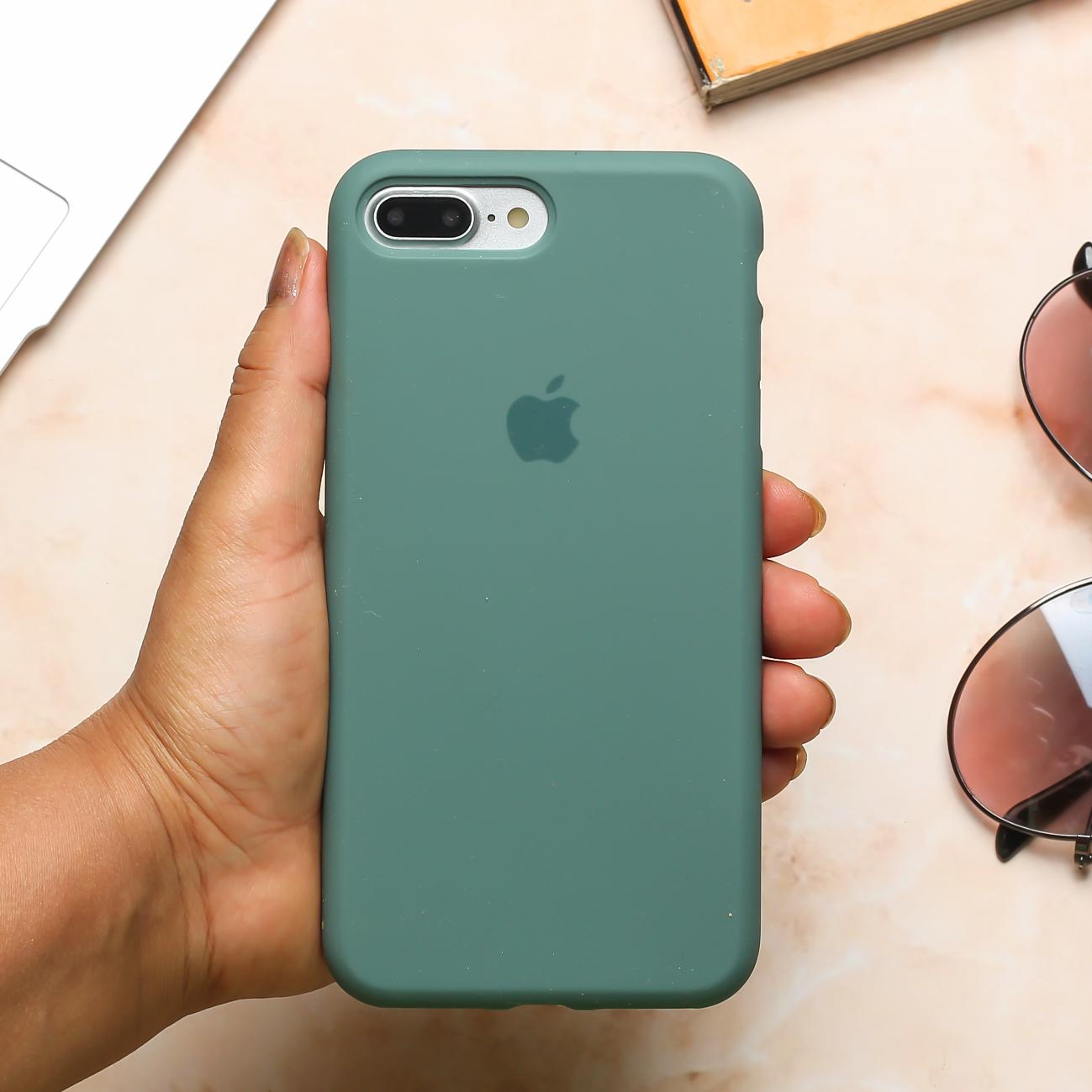 Green Original Silicone case for Apple iphone 8 plus