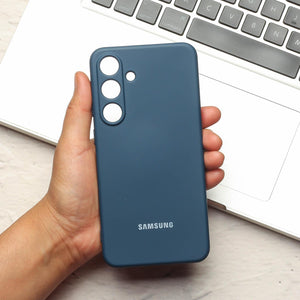 Dark Blue Original Camera Safe Silicone case for Samsung S25 Plus