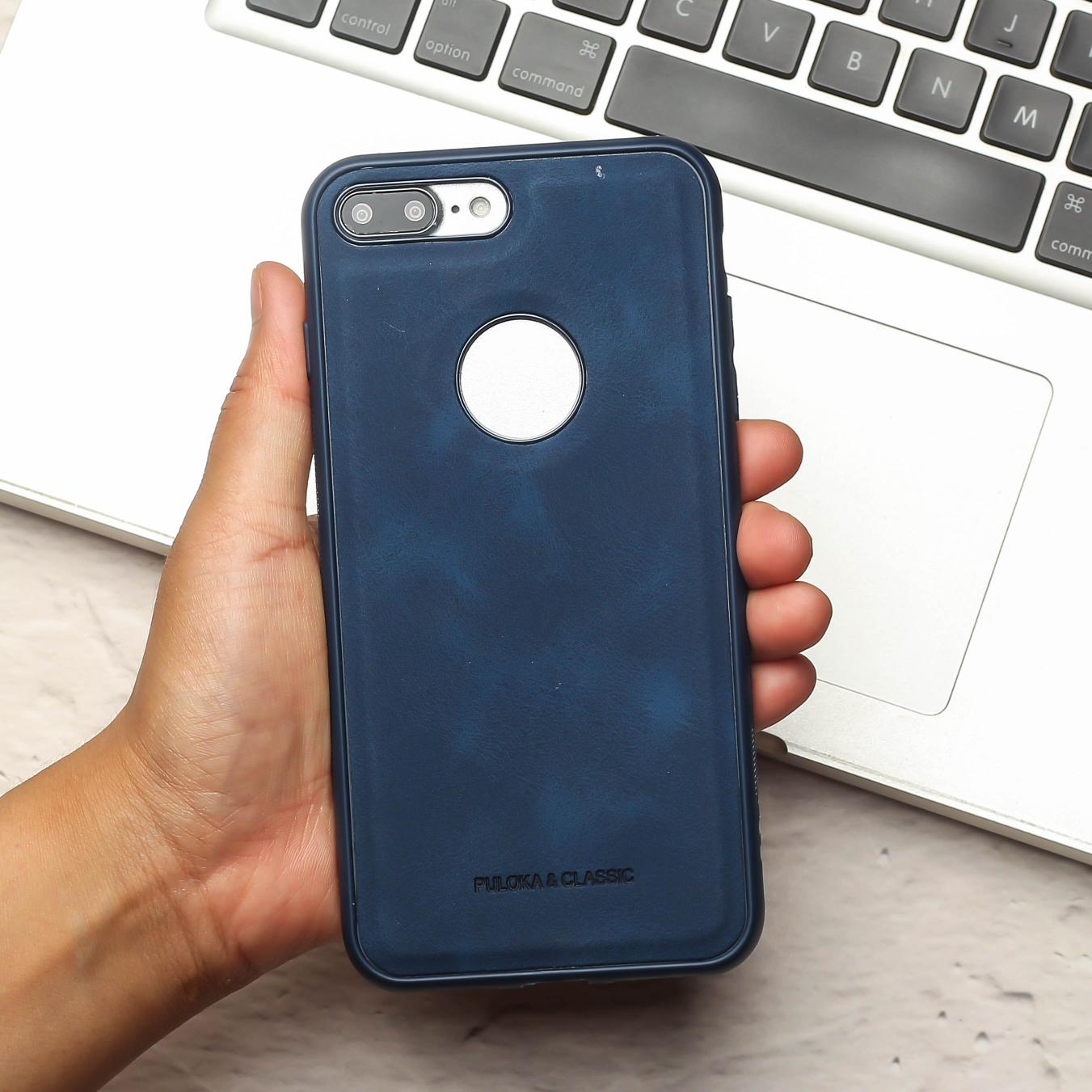Dark Blue Classic Leather Case for Apple Iphone 7 Plus