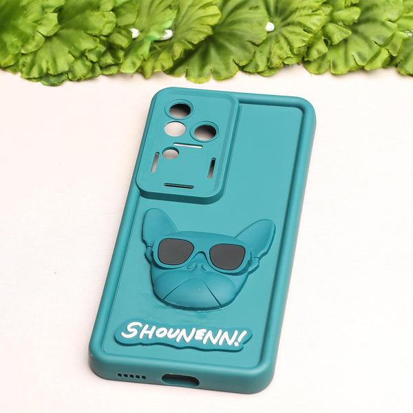 Green SHOUNENN BULLDOG Silicone case for Vivo V30 Pro