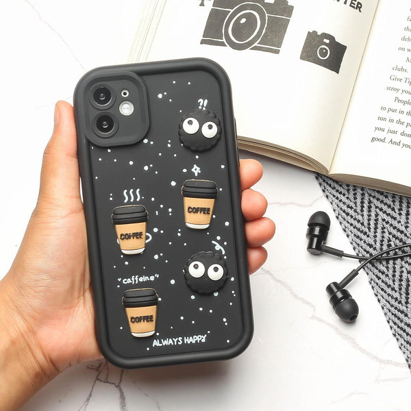 Black COFFEE (ALWAYS HAPPY) Silicone case for Apple iphone 11