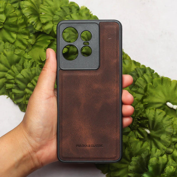 Dark Brown Classic Leather Case for Motorola Edge 50 Pro