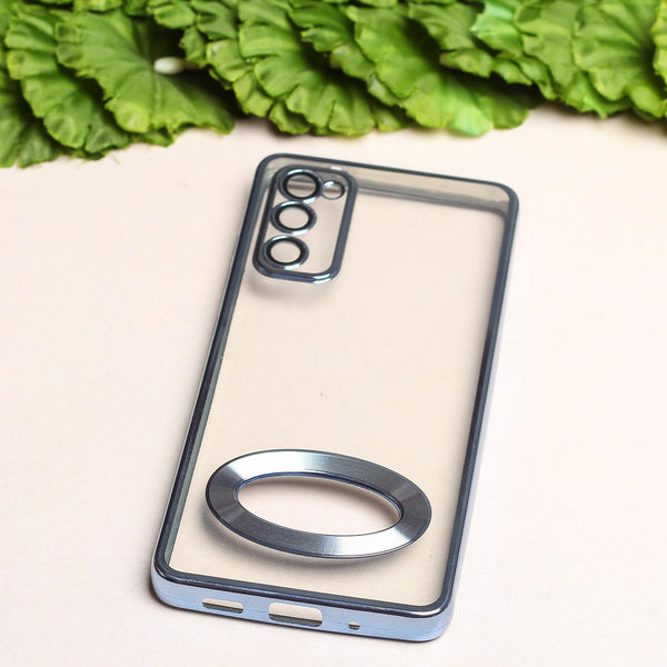 Silver 6D Chrome Logo Cut Transparent Case for Samsung S20 FE