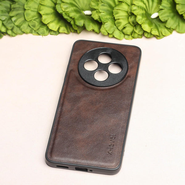 X-LEVEL Dark Brown Leather Case for OPPO Reno 12F 5G
