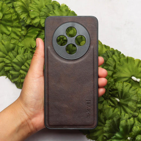 X-LEVEL Dark Brown Leather Case for OPPO Reno 12F 5G