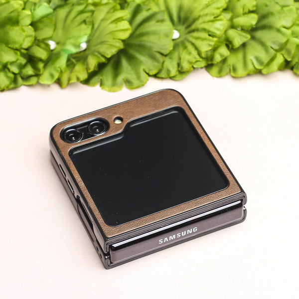 Dark Brown Leather Case for Samsung Galaxy Z FLIP 4