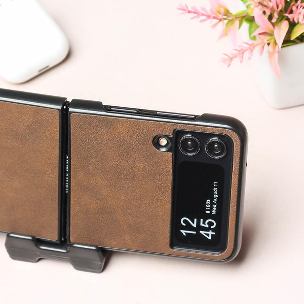 Dark Brown Leather Case for Samsung Galaxy Z FLIP 4