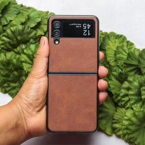 Brown Leather Case for Samsung Galaxy Z FLIP 4