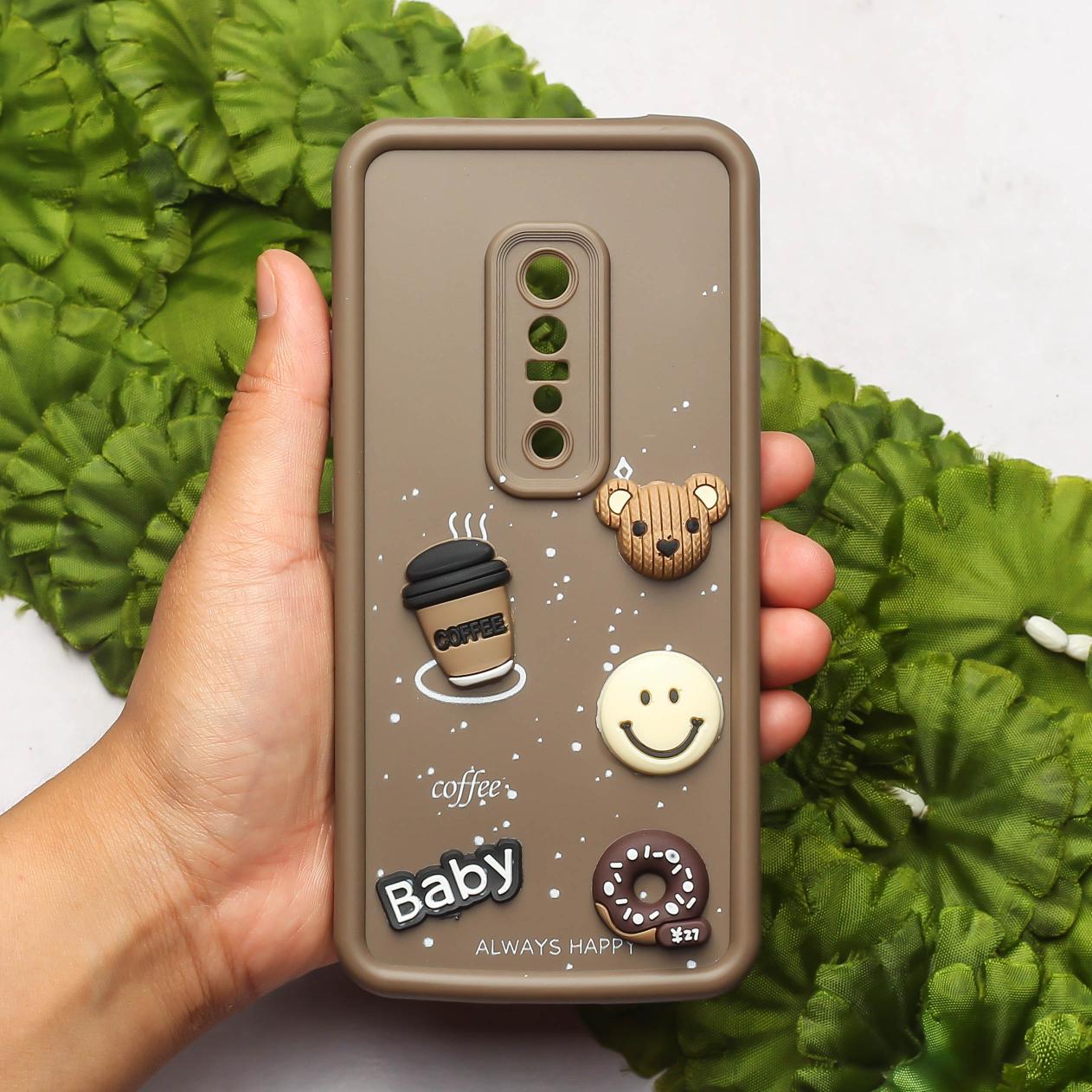 Brown COFFEE (ALWAYS HAPPY) Silicone case for Vivo V17 Pro