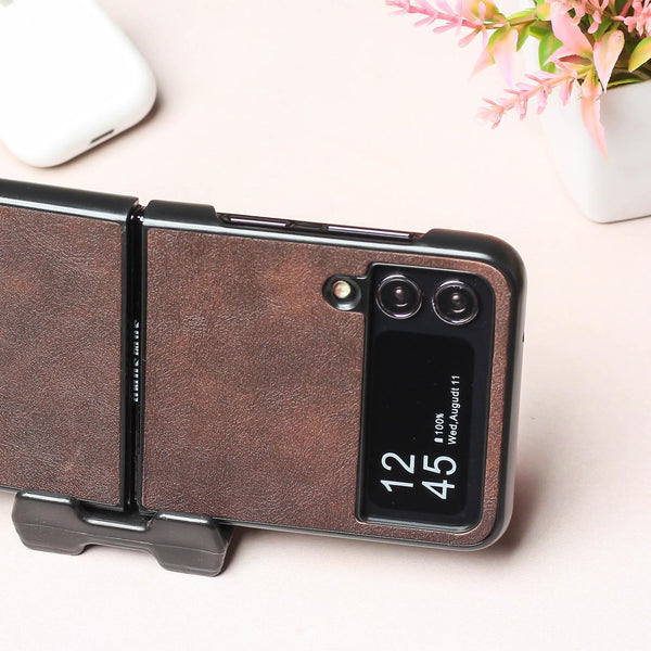 Deep Brown Leather Case for Samsung Galaxy Z FLIP 4