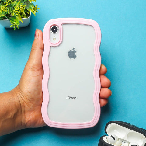 Pink Zig Zag Frame Silicon Case for Apple Iphone Xr