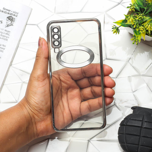 Silver 6D Logo Cut Transparent Case for Samsung A7 2018