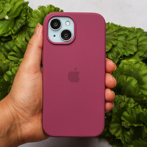 Dark Pink Original Silicone case for Apple iphone 15