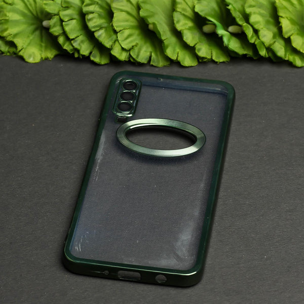 Green 6D Logo Cut Transparent Case for Samsung A7 2018