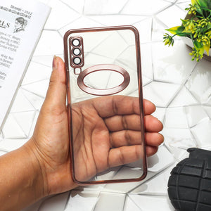 Pink 6D Logo Cut Transparent Case for Samsung A7 2018