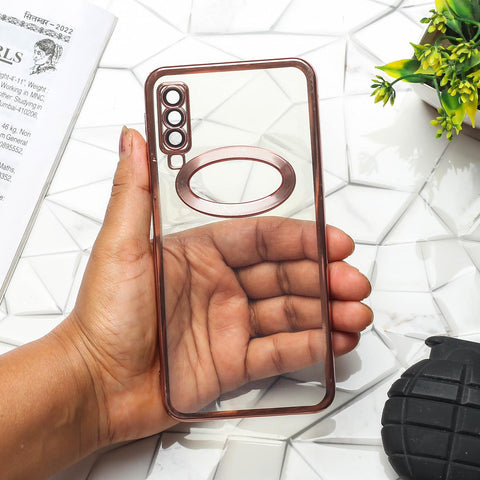 Pink 6D Logo Cut Transparent Case for Samsung A7 2018