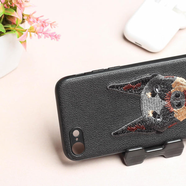 Black Leather Doberman Ornamented for Apple Iphone 7