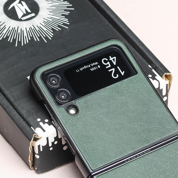 Green Leather Case for Samsung Galaxy Z FLIP 4